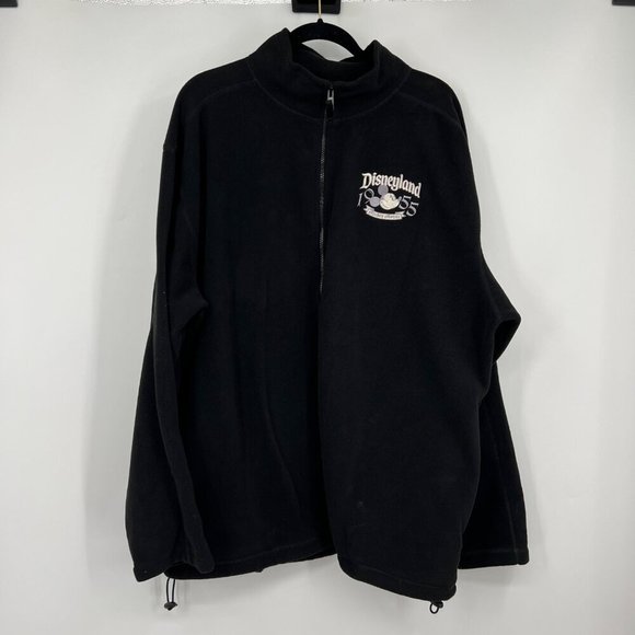 Walt DisneyLand Full Zip Fleece Jacket Mickey Mouse Embroidered XL Black Fleece - Picture 1 of 8